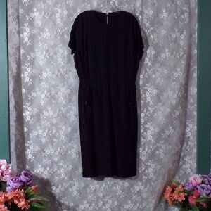 Vintage 50s Dress 1950s Black Sheath Chic Timeless Elegant Pinup Size Medium